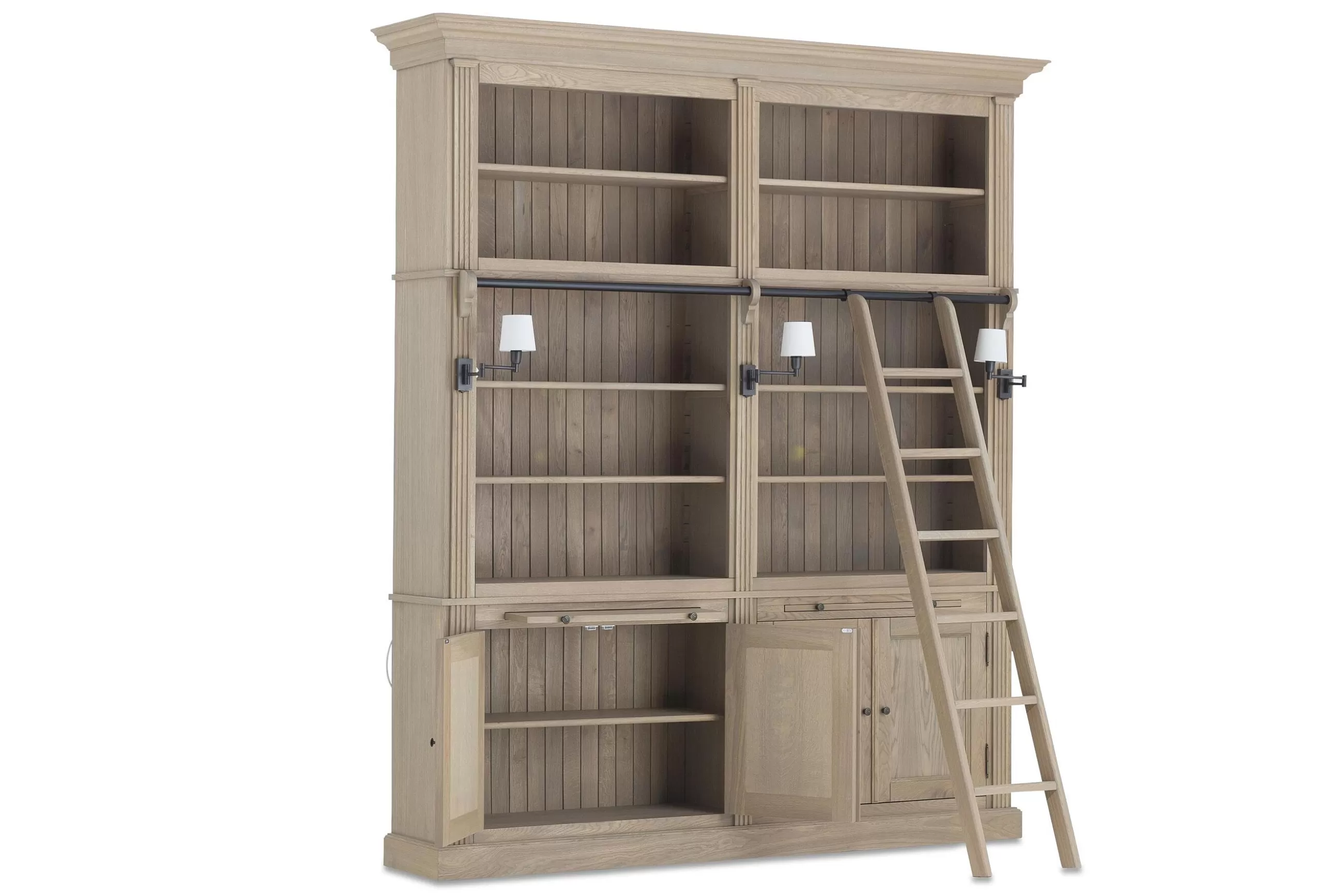 Balmore, Bookcase, Weathered Oak, 2 Parts , With Ladder^Flamant Outlet