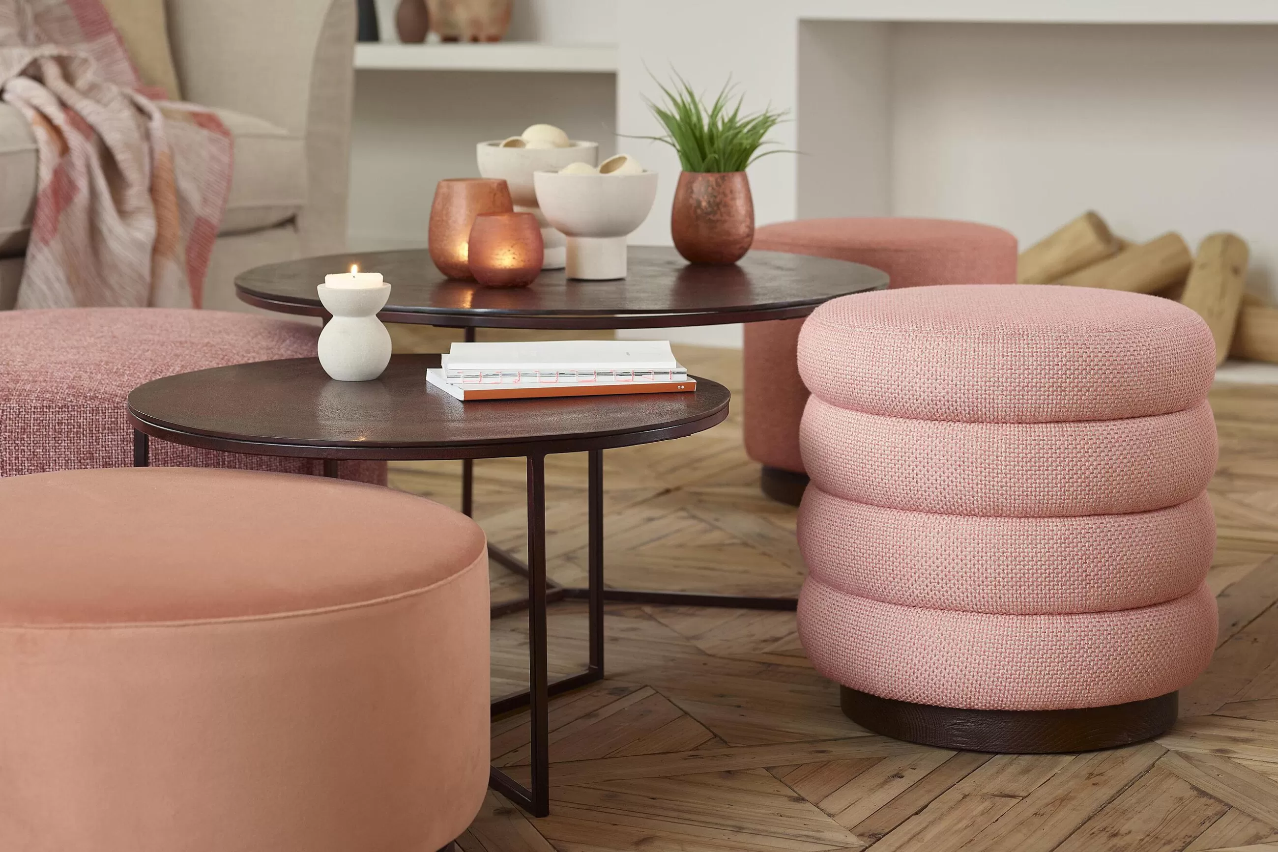 Beatrice, Pouf, Round, Pink^Flamant Shop