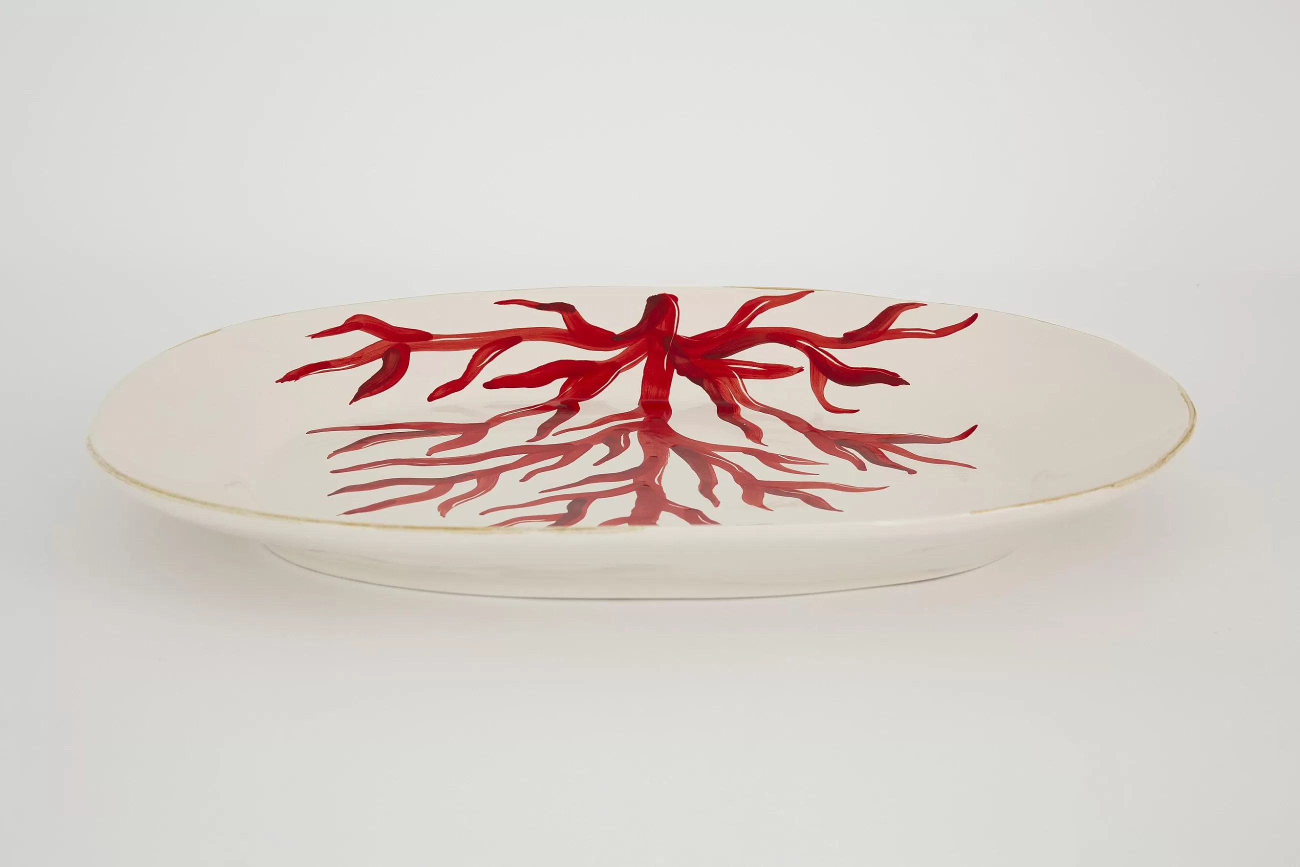 Kao, Serving Plate, Coral, Oval^Flamant New