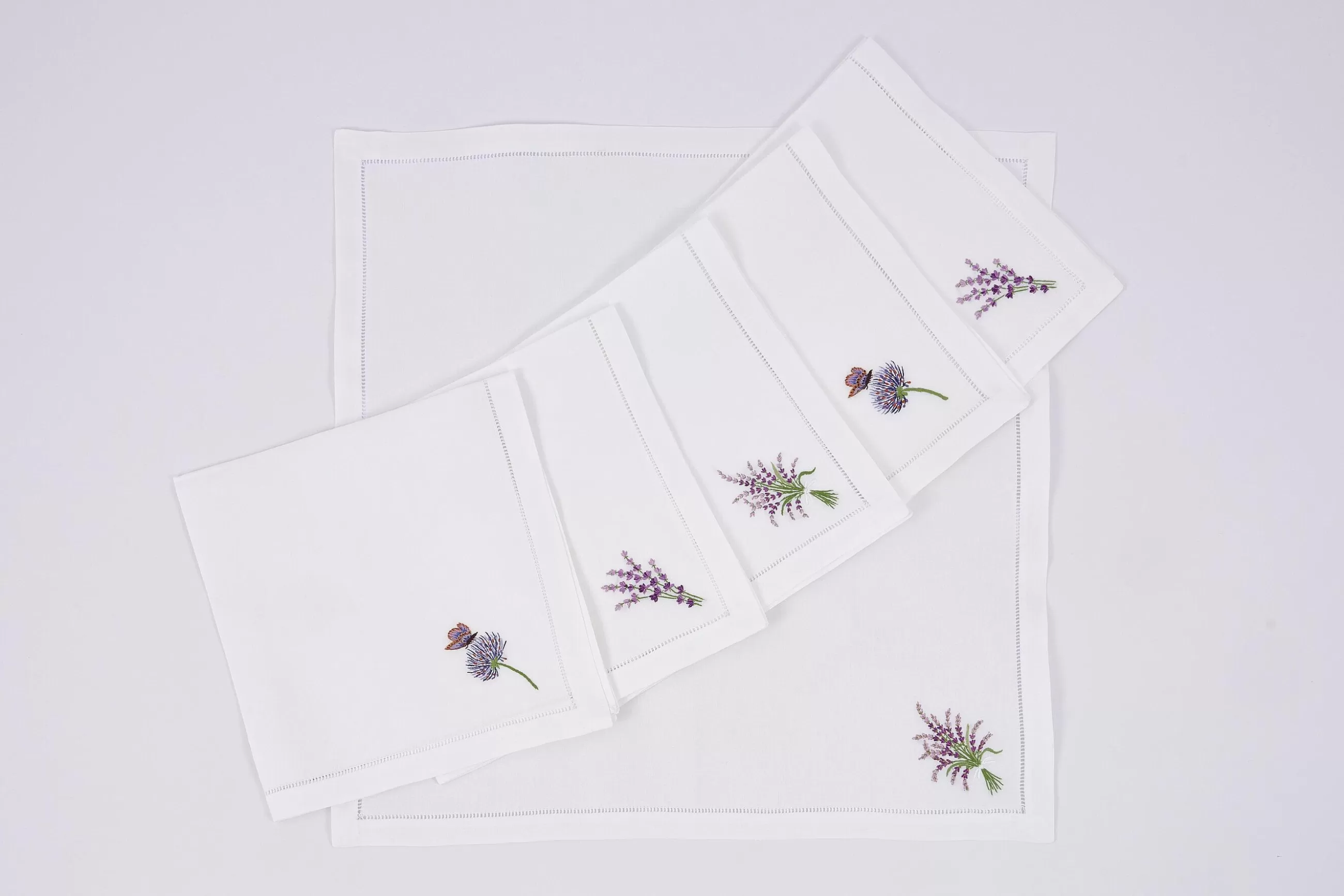 Lavender, Napkin, Embroidery, Set Of 6^Flamant Cheap