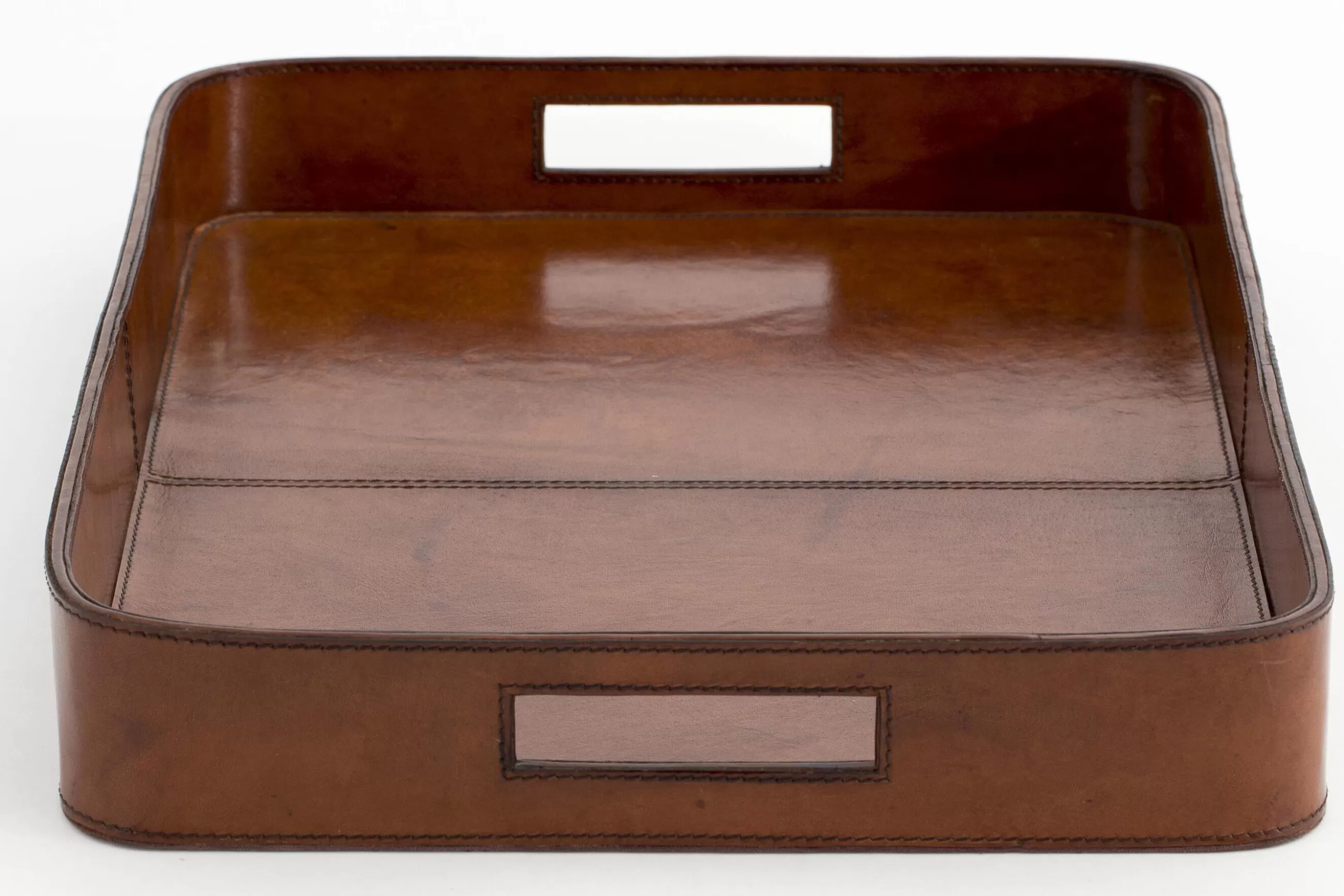 Manhattan, Tray, Brown Leather^Flamant Shop