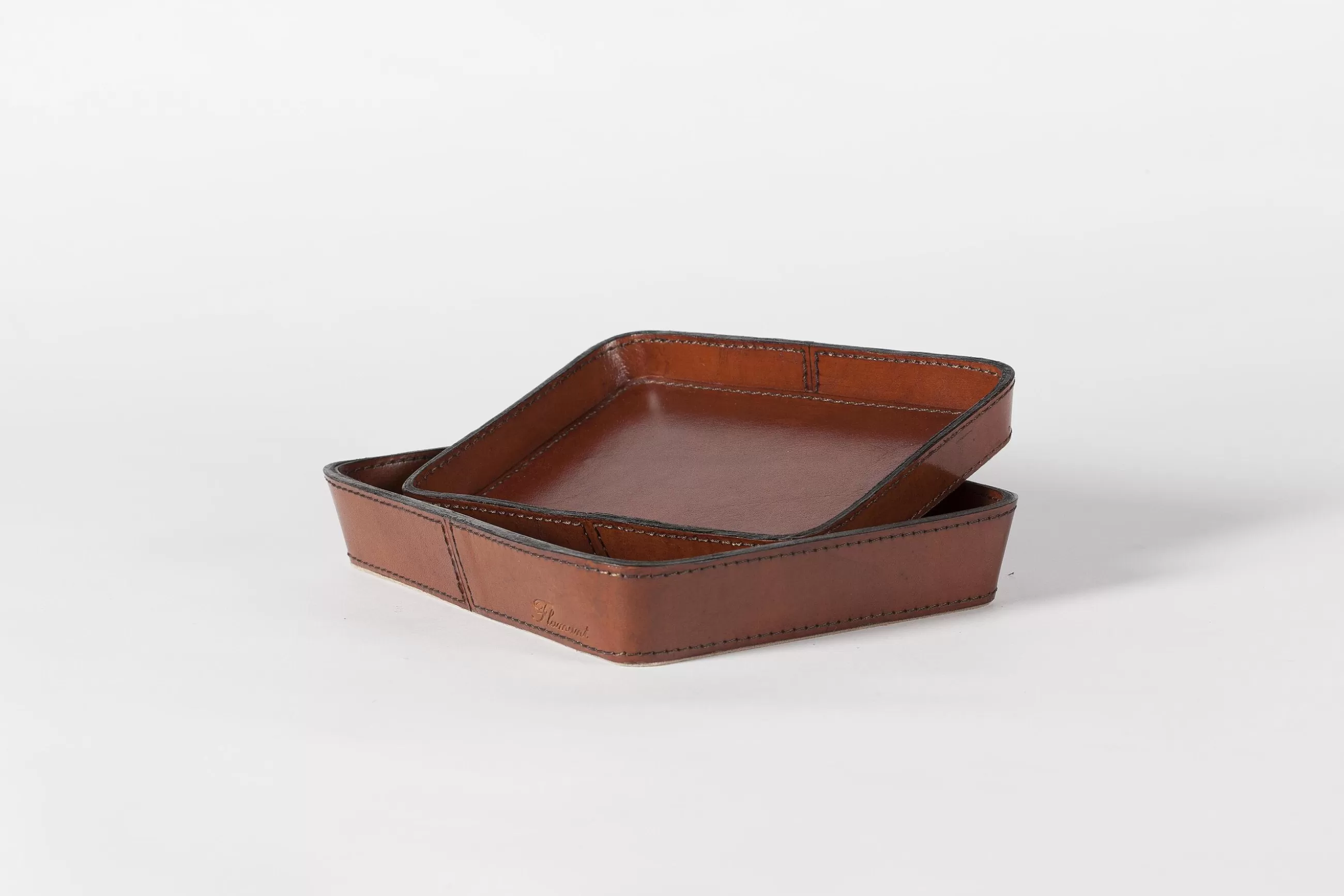 Manhattan, Tray, Brown Leather, L^Flamant Store