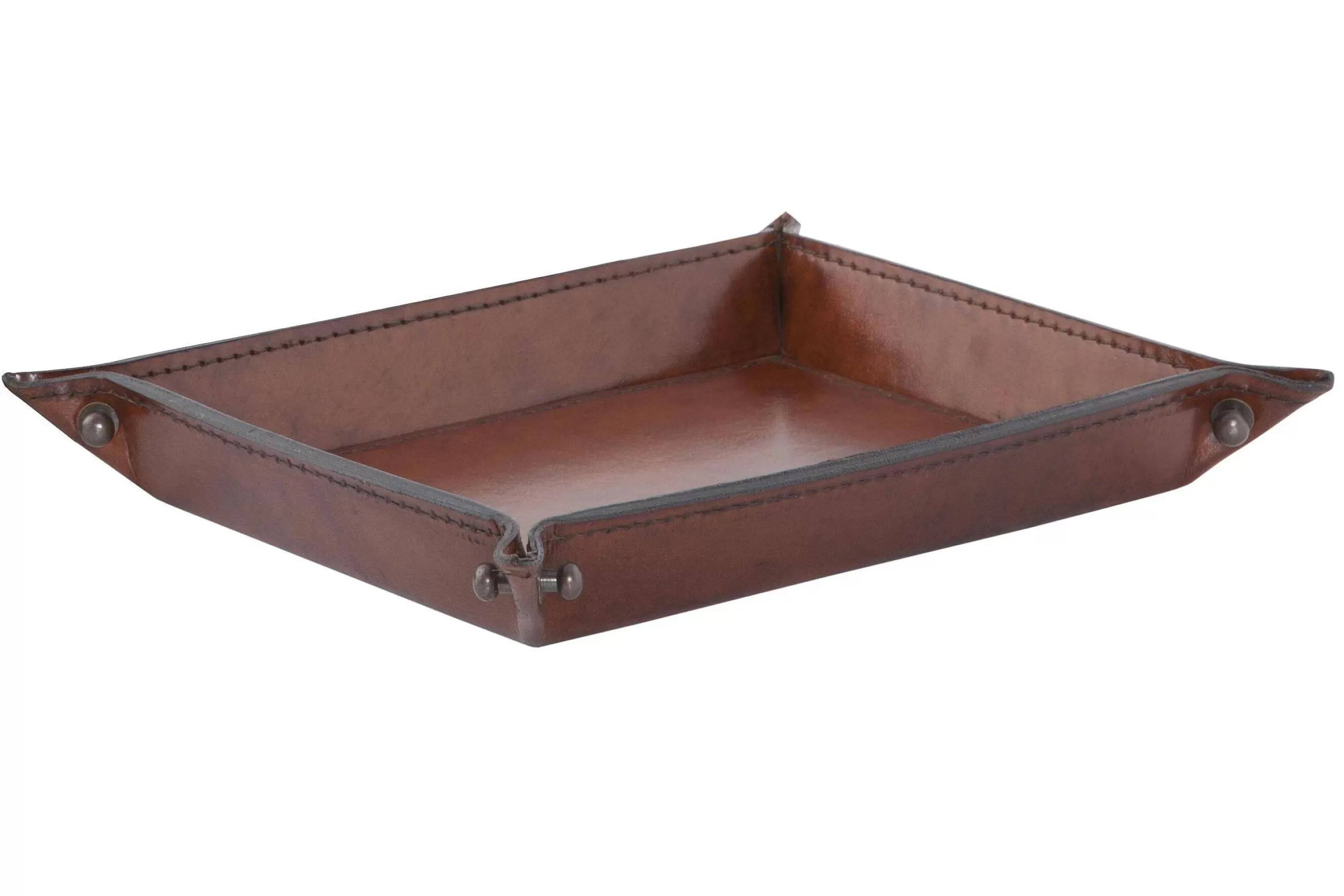 Manhattan, Tray, Brown Leather, L^Flamant Outlet