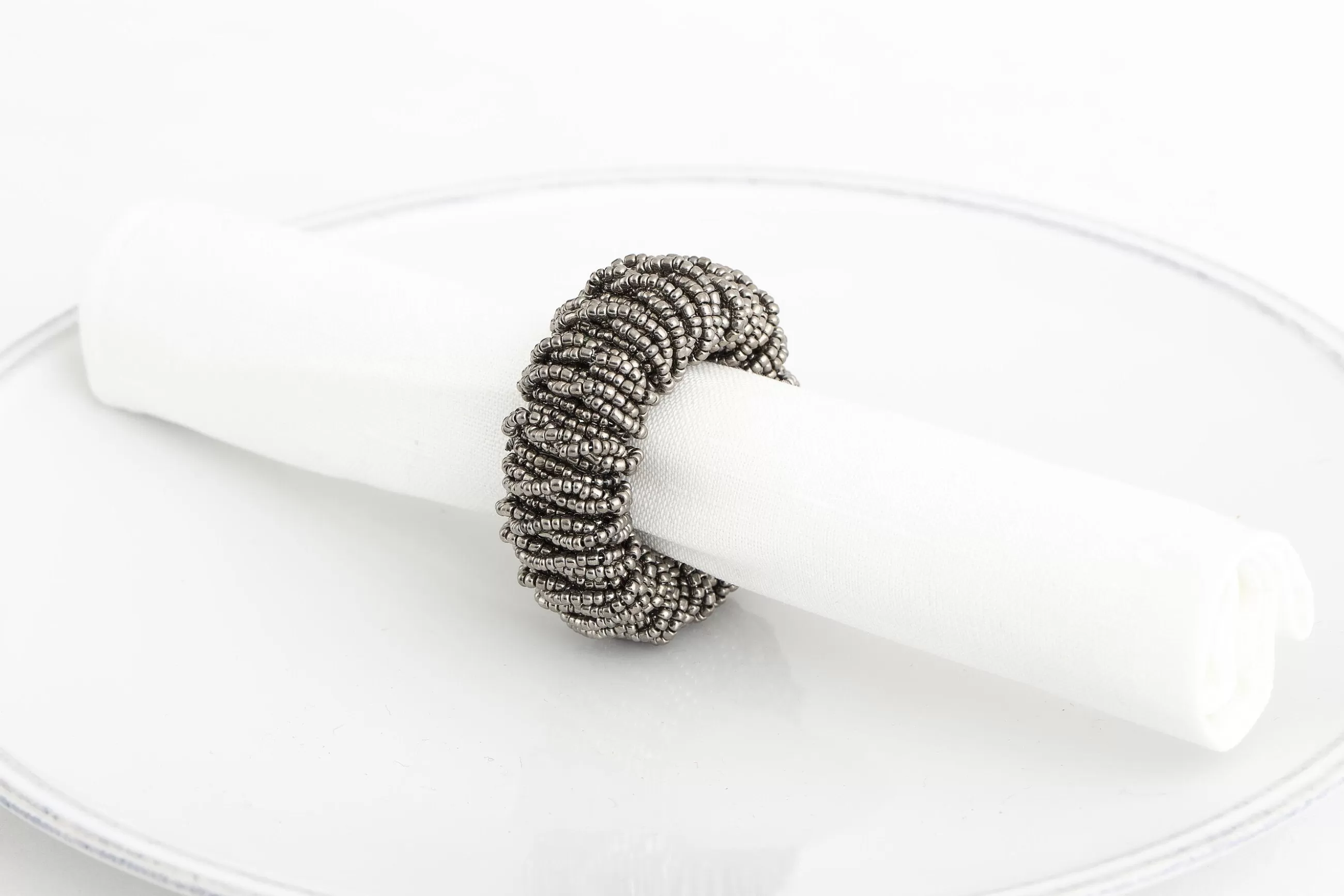 Meina, Napkin Ring, Beads, Grey^Flamant Best Sale