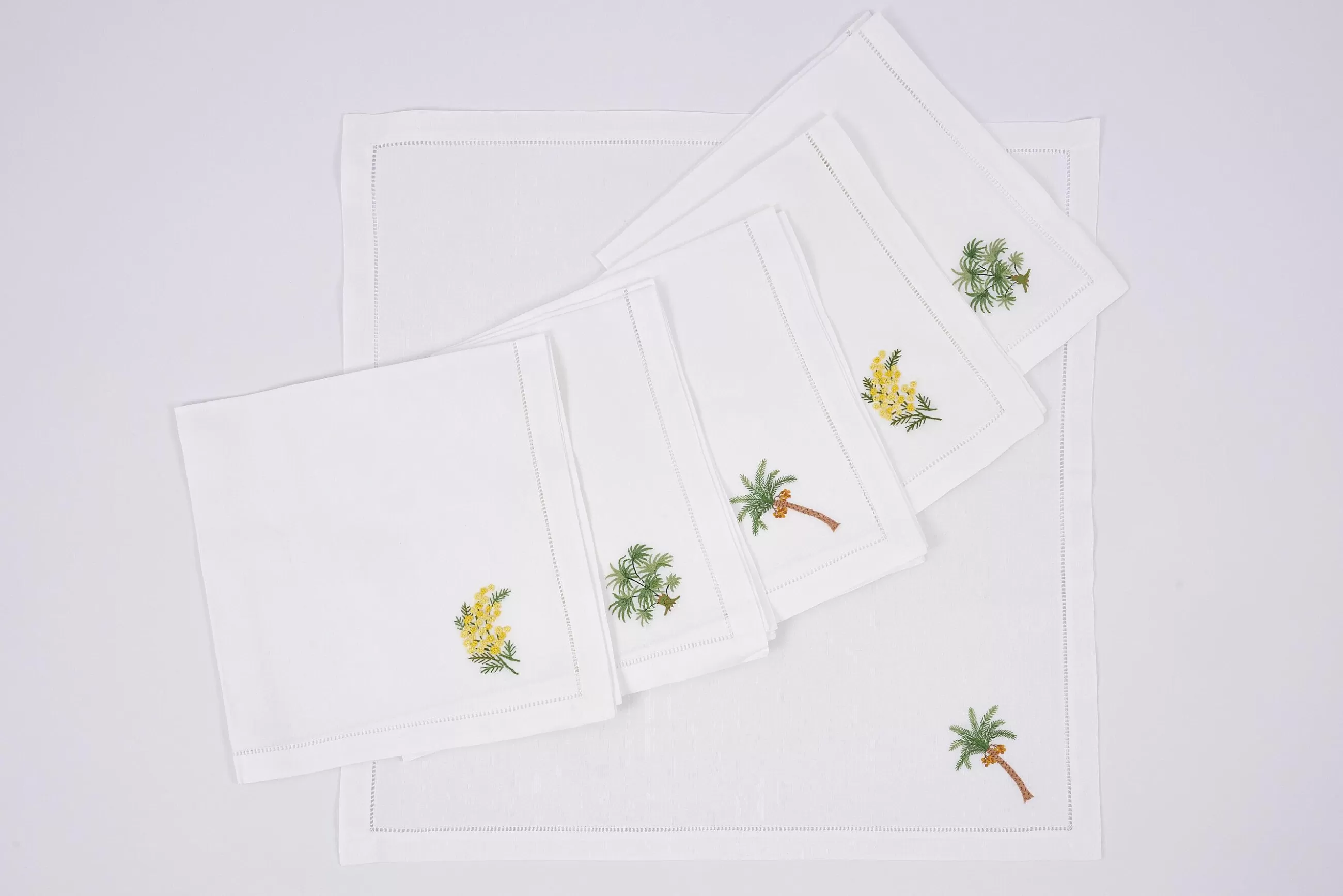 Mimosa, Napkin, Embroidery, Set Of 6^Flamant Hot