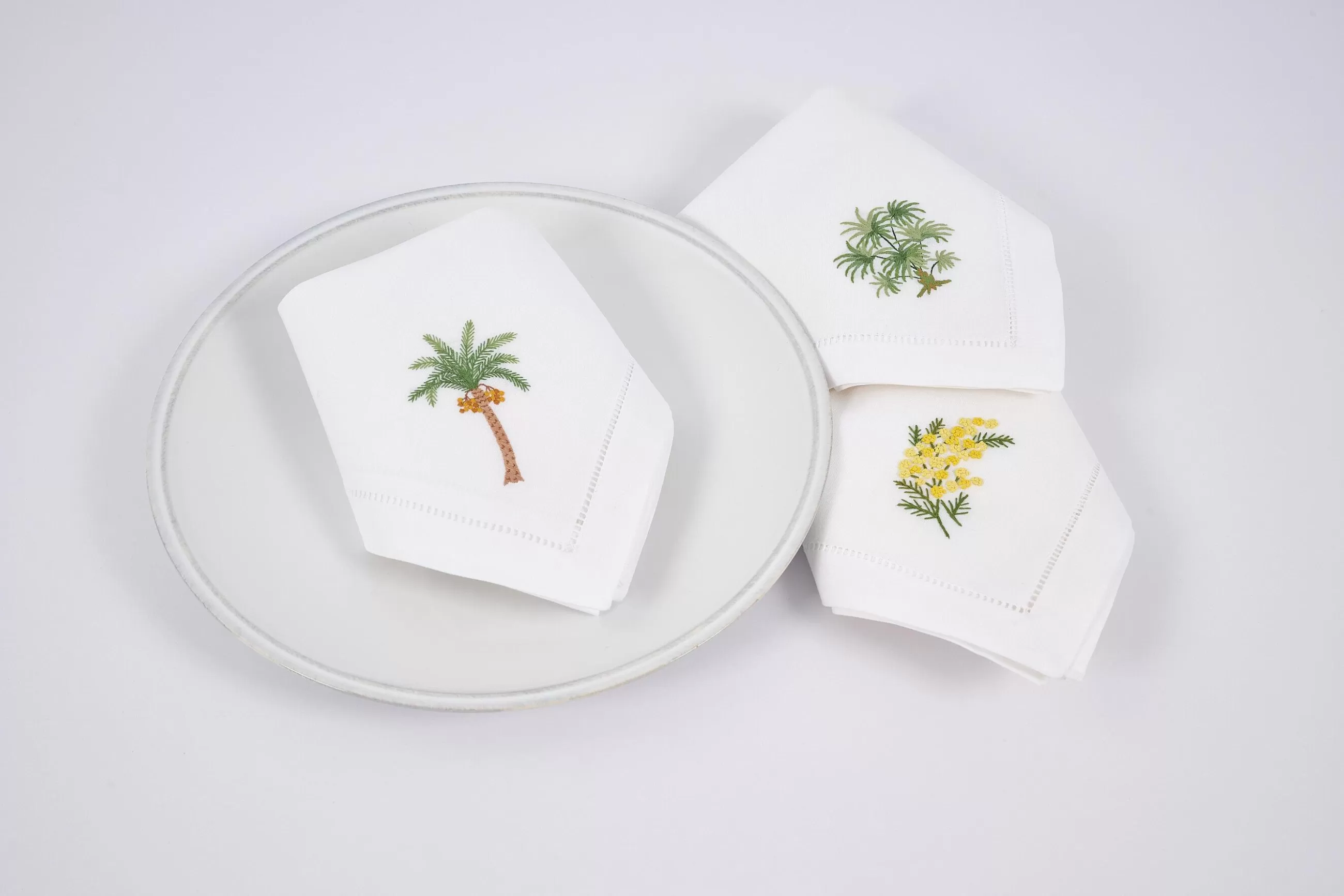 Mimosa, Napkin, Embroidery, Set Of 6^Flamant Hot