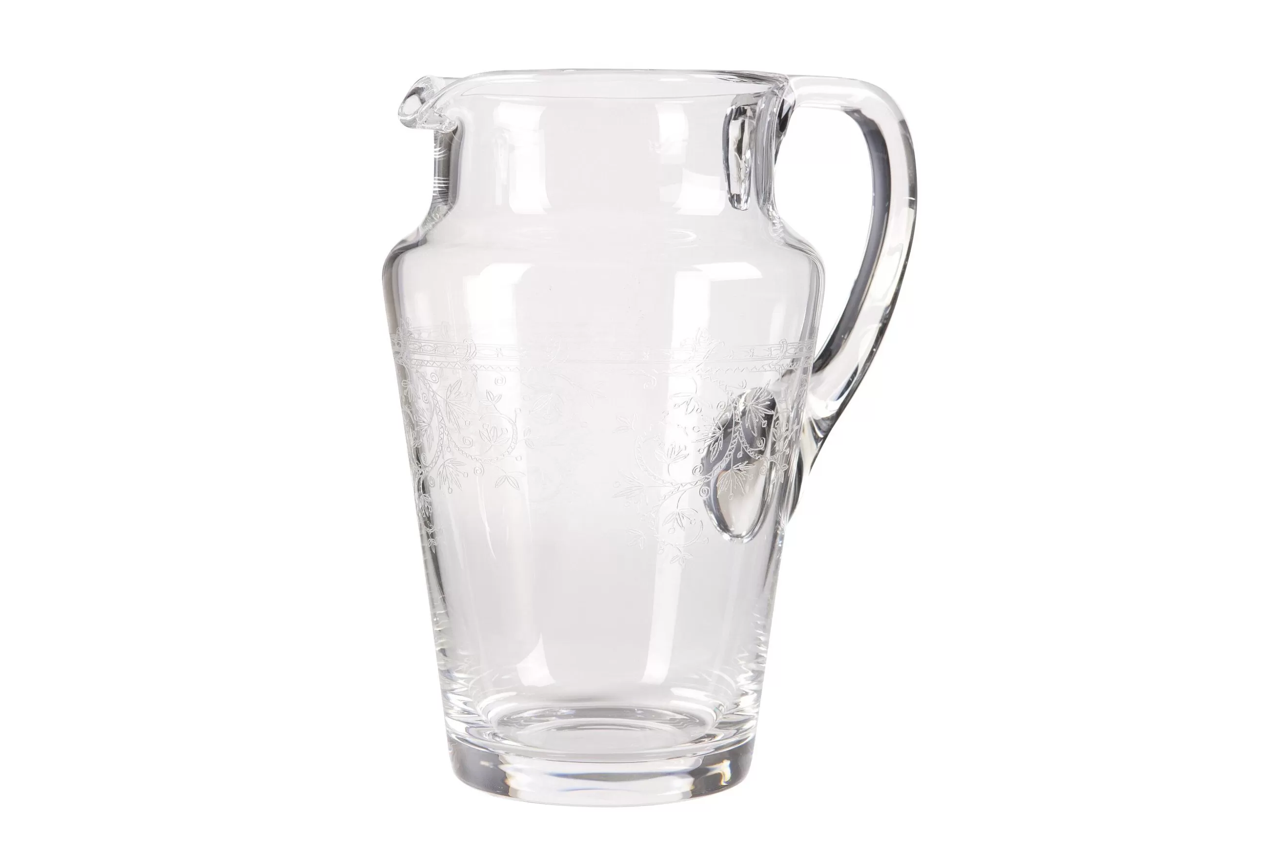 Praag, Pitcher, Mouth-Blown Glass, Engraved, 1,5 L^Flamant Sale