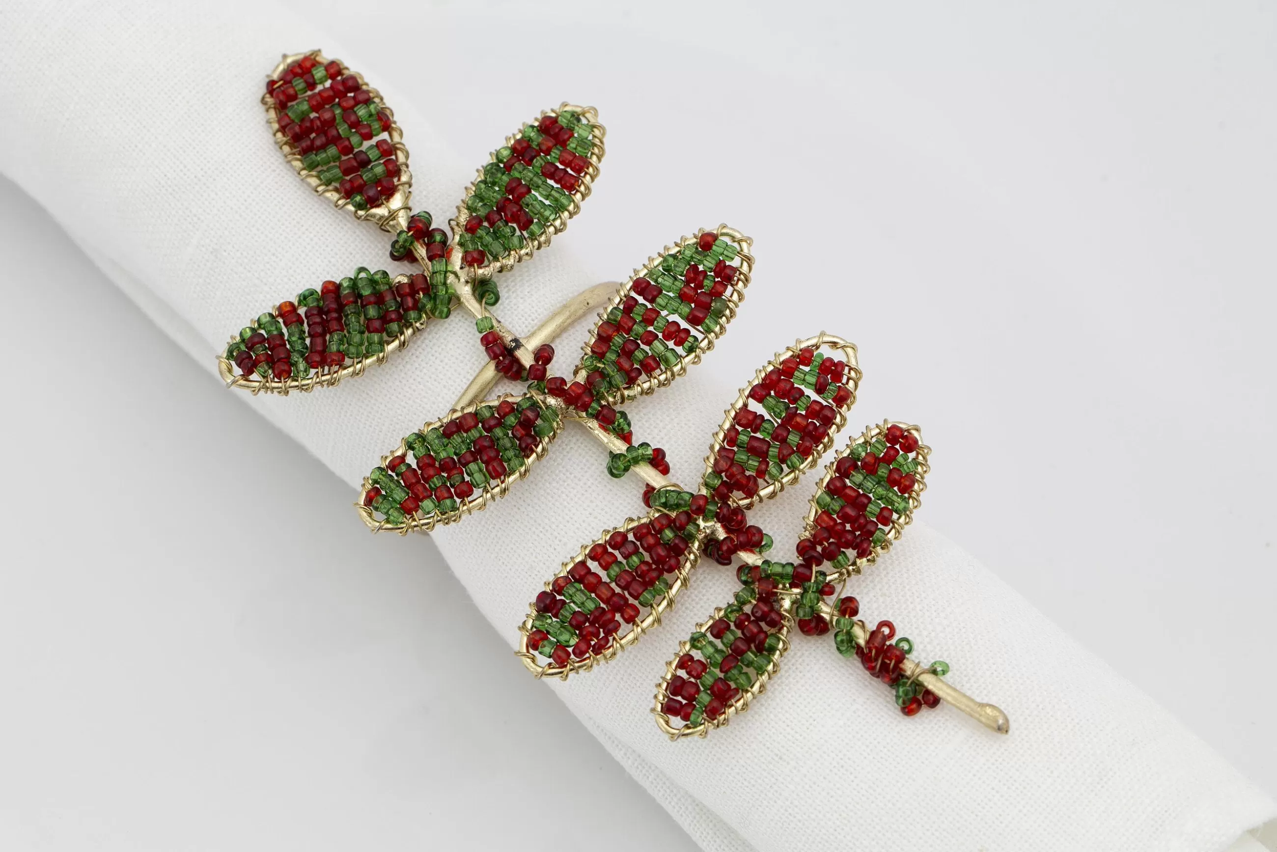 Rawas, Napkin Ring, Beads, Leaf^Flamant Hot