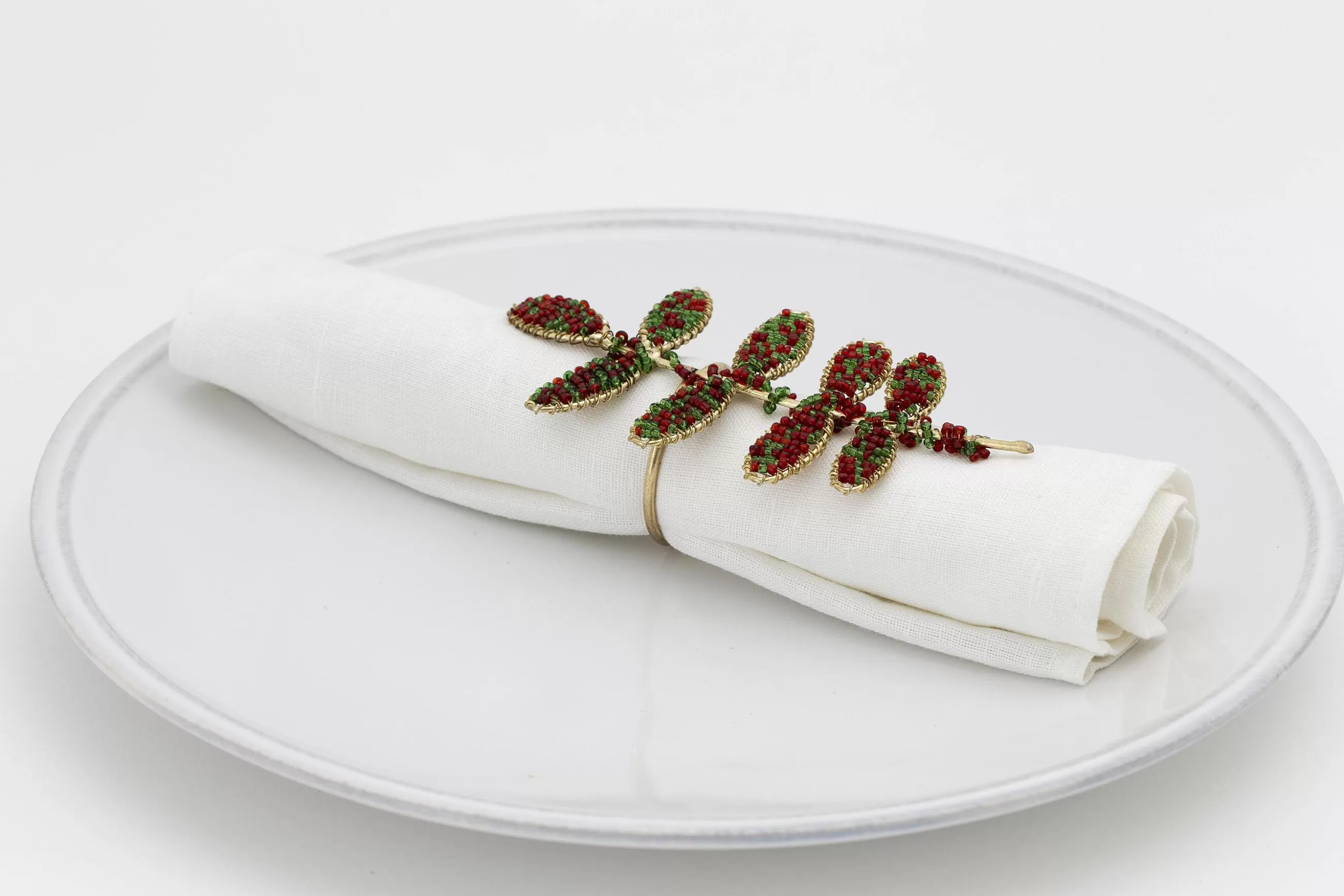 Rawas, Napkin Ring, Beads, Leaf^Flamant Hot